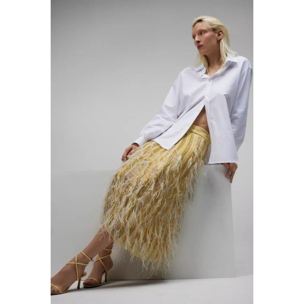 ZARA ATELIER FEATHERED CRYSTAL SKIRT LIMITED EDITION